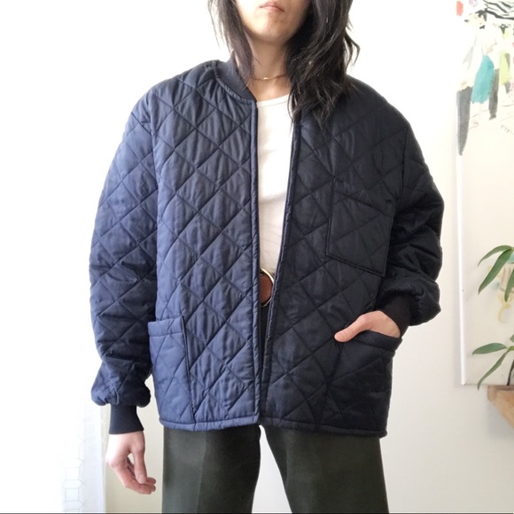 Jackets & Blazers - Lightweight quilted navy liner utility jacket